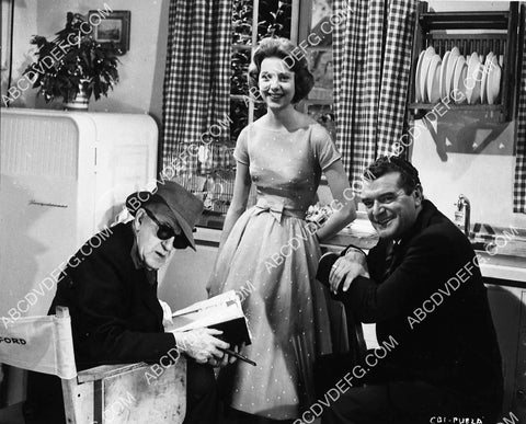John Ford Anna Massey Jack Hawkins on set film Gideon of Scotland Yard 7388-25