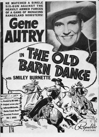 ad slick Gene Autry film The Old Barn Dance 7763-24