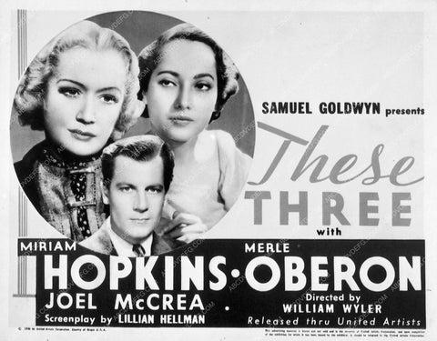 ad slick Miriam Hopkins Merle Oberon These Three 7883-30