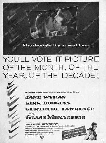 ad slick Kirk Douglas Jane Wyman Glass Menagerie 8177-06