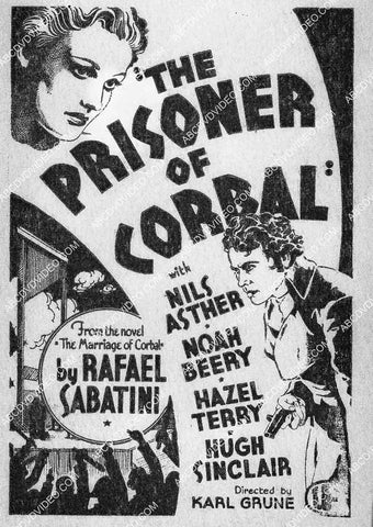 ad slick Nils Asther Hazel Terry film The Prisoner of Corbal 8240-23