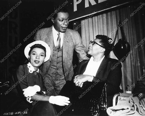 candid Eartha Kitt Nat King Cole Ella Fitzgerald on set film St Louis Blues 8856-16