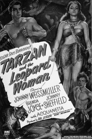 Johnny Weismuller Brenda Joyce film Tarzan and the Leopard Woman 8856a-33