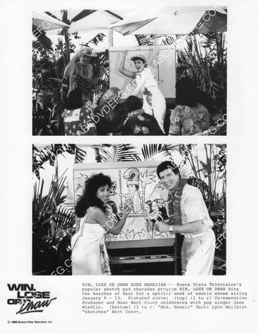 Jane Wiedlin Bert Convy Miss Hawaii Terri Lynn Mailhiot TV game show Win Lose or Draw 8B11-007