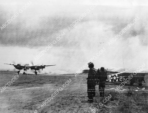 WWII D-Day plus 5 P-38 Lightning first to land new airstrip somewhere in France 8B11-819