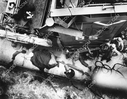 WWII D-Day plus 5 off the Normandy coast Coast Guard LCI takes a hit on the way in 8B11-820