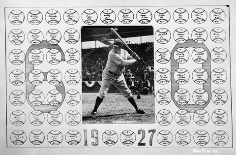 sports baseball Babe Ruth chart of 60 homeruns dates & pitchers 8b4-707