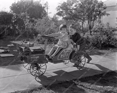 Our Gang Jackie Cooper and cute girl soap box derby 8b4-929