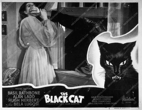 ad slick Basil Rathbone Alan Ladd The Black Cat 9900 15