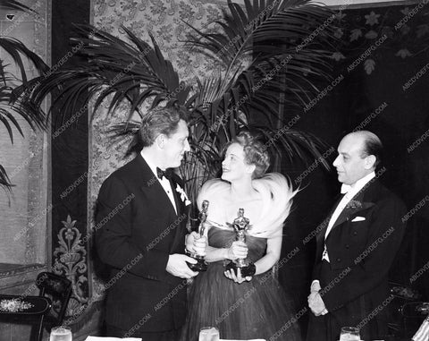 1938 Oscars Spencer Tracy Bette Davis with Academy Awards aa1938-02</br>Los Angeles Newspaper press pit reprints from original 4x5 negatives for Academy Awards.