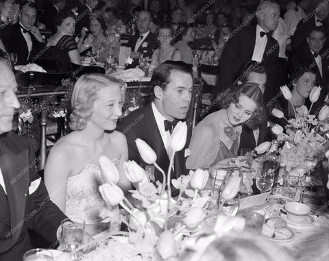 1938 Oscars Henry Fonda Olivia de Havilland at dinner table aa1938-11</br>Los Angeles Newspaper press pit reprints from original 4x5 negatives for Academy Awards.