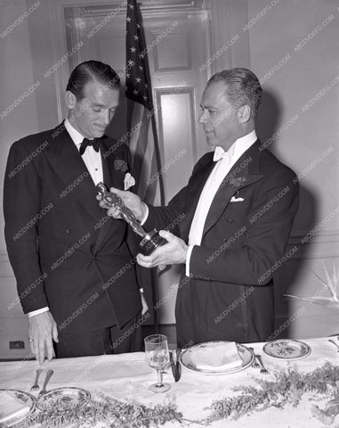 1939 Oscars Douglas Fairbanks Jr. and his Academy Award aa1939-11</br>Los Angeles Newspaper press pit reprints from original 4x5 negatives for Academy Awards.