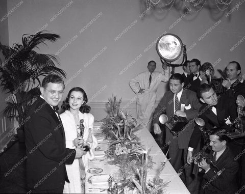 1939 Oscars David O. Selznick Vivien Leigh and press Acad Awards aa1939-16</br>Los Angeles Newspaper press pit reprints from original 4x5 negatives for Academy Awards.