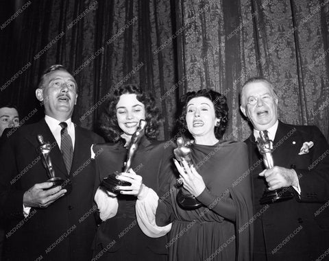 1943 Oscars Paul Lukas Jennifer Jones Katina Paxinou Charles Coburn aa1943-22</br>Los Angeles Newspaper press pit reprints from original 4x5 negatives for Academy Awards.