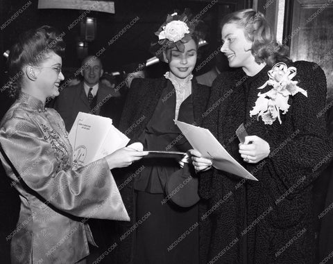 1945 Oscars Jennifer Jones Ingrid Bergman getting programs aa1945-03</br>Los Angeles Newspaper press pit reprints from original 4x5 negatives for Academy Awards.