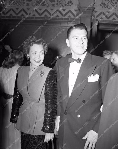 1946 Oscars Jane Wyman Ronald Reagan arriving Academy Awards aa1946-11</br>Los Angeles Newspaper press pit reprints from original 4x5 negatives for Academy Awards.