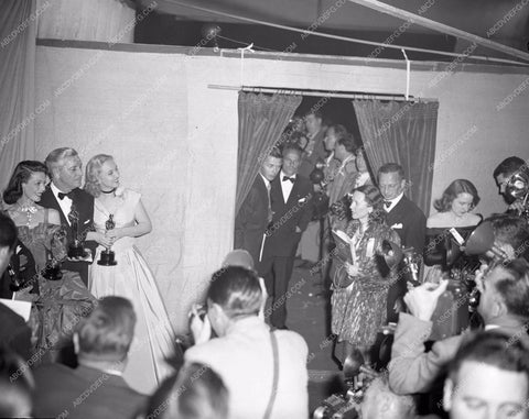 1947 Oscars Loretta Young Ronald Colman Celeste Holm backstage aa1947-15</br>Los Angeles Newspaper press pit reprints from original 4x5 negatives for Academy Awards.