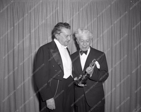 1948 Oscars Jean Hersholt Sid Grauman on stage Academy Awards aa1948-04</br>Los Angeles Newspaper press pit reprints from original 4x5 negatives for Academy Awards.