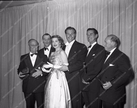 1949 Oscars Arlene Dahl Lex Barker backstage Academy Awards aa1949-02</br>Los Angeles Newspaper press pit reprints from original 4x5 negatives for Academy Awards.