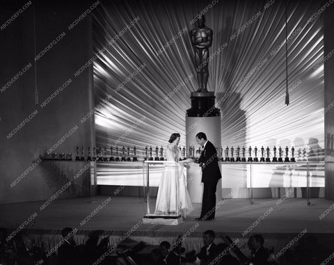 1949 Oscars stage shot of statues and ceremony Academy Awards aa1949-116</br>Los Angeles Newspaper press pit reprints from original 4x5 negatives for Academy Awards.