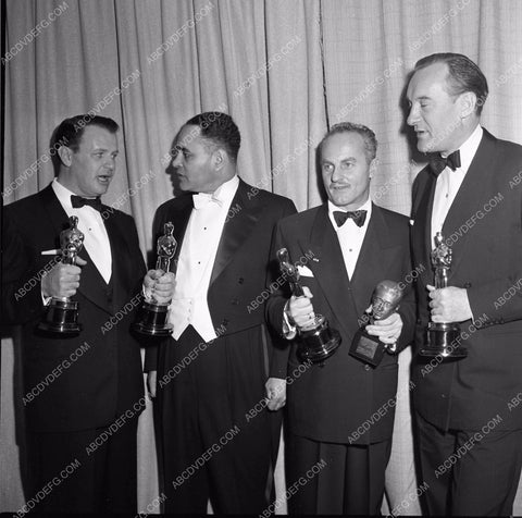 1949 Oscars Joseph Mankiewicz Darryl Zanuck George Sanders aa1949-74</br>Los Angeles Newspaper press pit reprints from original 4x5 negatives for Academy Awards.