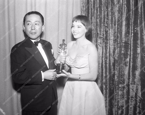 1951 Oscars Leslie Caron presents foreign film Academy Award aa1951-07</br>Los Angeles Newspaper press pit reprints from original 4x5 negatives for Academy Awards.