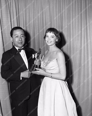 1951 Oscars Leslie Caron presents foreign film Academy Award aa1951-29</br>Los Angeles Newspaper press pit reprints from original 4x5 negatives for Academy Awards.