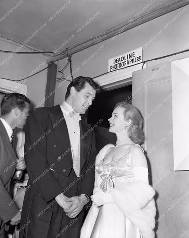 1952 Oscars Rock Hudson Piper Laurie backstage Academy Awards aa1952-07</br>Los Angeles Newspaper press pit reprints from original 4x5 negatives for Academy Awards.
