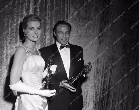 1954 Oscars Grace Kelly Marlon Brando Academy Awards aa1954-47</br>Los Angeles Newspaper press pit reprints from original 4x5 negatives for Academy Awards.