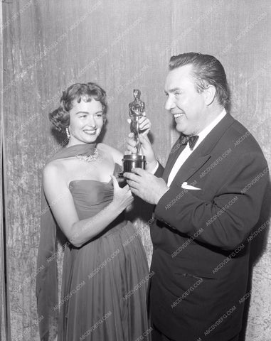 1954 Oscars Donna Reed Edmond O'Brien Academy Awards aa1954-63</br>Los Angeles Newspaper press pit reprints from original 4x5 negatives for Academy Awards.