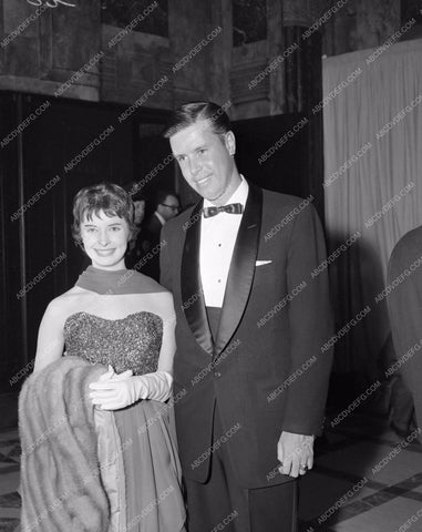 1956 Oscars Margaret O'Brien and date Academy Awards aa1956-09</br>Los Angeles Newspaper press pit reprints from original 4x5 negatives for Academy Awards.