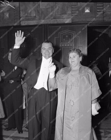 1956 Oscars Ernest Borgnine and wife arriving Academy Awards aa1956-15</br>Los Angeles Newspaper press pit reprints from original 4x5 negatives for Academy Awards.