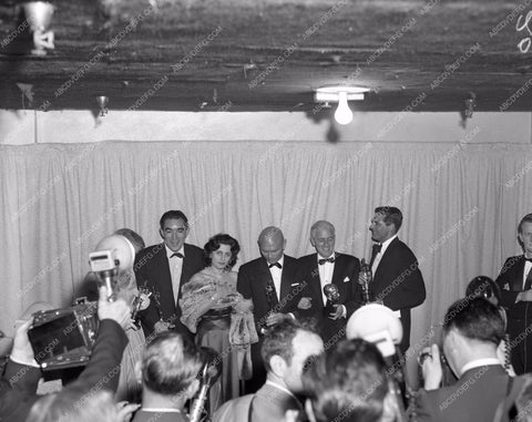 1956 Oscars Anthony Quinn Anna Magnani Cary Grant Yul Brynner aa1956-17</br>Los Angeles Newspaper press pit reprints from original 4x5 negatives for Academy Awards.