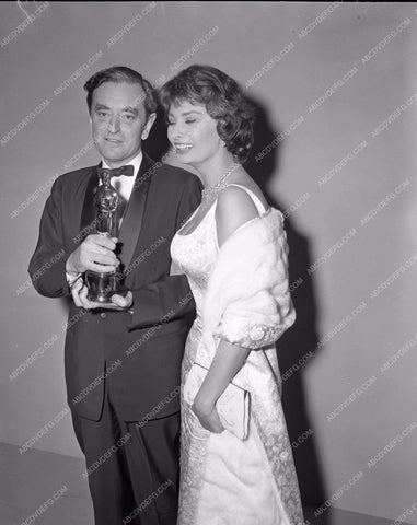 1956 Oscars David Lean Sophia Loren Academy Awards aa1956-30</br>Los Angeles Newspaper press pit reprints from original 4x5 negatives for Academy Awards.