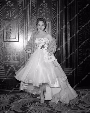 1957 Oscars Ann Blyth fashion Academy Awards aa1956-37</br>Los Angeles Newspaper press pit reprints from original 4x5 negatives for Academy Awards.