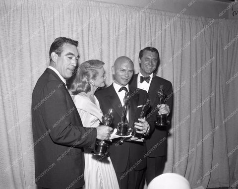 1957 Oscars Anthony Quinn Cary Grant Yul Brynner Dorothy Malone aa1956-48</br>Los Angeles Newspaper press pit reprints from original 4x5 negatives for Academy Awards.