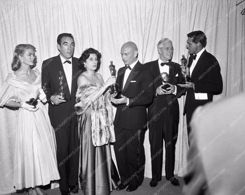 1957 Oscars Dorothy Malone Anthony Quinn Anna Magnani Yul Brynner aa1956-64</br>Los Angeles Newspaper press pit reprints from original 4x5 negatives for Academy Awards.