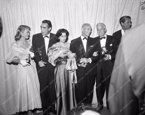 1957 Oscars Dorothy Malone Anthony Quinn Anna Magnani Yul Brynner aa1956-70</br>Los Angeles Newspaper press pit reprints from original 4x5 negatives for Academy Awards.