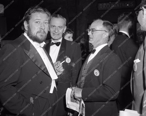 1958 Oscars Peter Ustinov and press Academy Awards aa1958-06</br>Los Angeles Newspaper press pit reprints from original 4x5 negatives for Academy Awards.