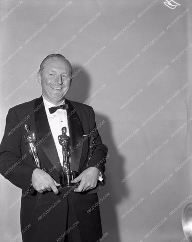 1958 Oscars Walt Disney and a few statues Academy Awards aa1958-24</br>Los Angeles Newspaper press pit reprints from original 4x5 negatives for Academy Awards.
