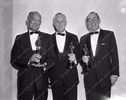 1958 Oscars technical folks and their statues Academy Awards aa1958-27</br>Los Angeles Newspaper press pit reprints from original 4x5 negatives for Academy Awards.