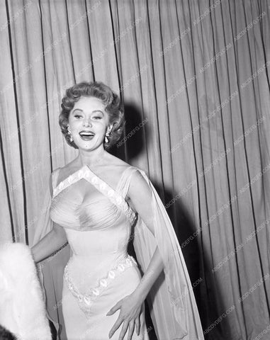 1958 Oscars Rhonda Fleming fashion for Academy Awards aa1958-30</br>Los Angeles Newspaper press pit reprints from original 4x5 negatives for Academy Awards.