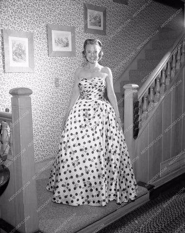1958 Oscars June Allyson fashion at home pre Academy Awards aa1958-34</br>Los Angeles Newspaper press pit reprints from original 4x5 negatives for Academy Awards.