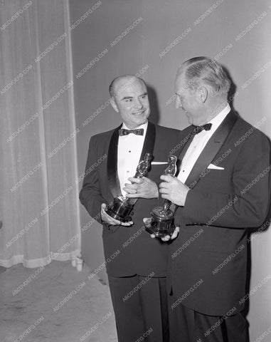 1958 Oscars technical folks and their statues Academy Awards aa1958-38</br>Los Angeles Newspaper press pit reprints from original 4x5 negatives for Academy Awards.