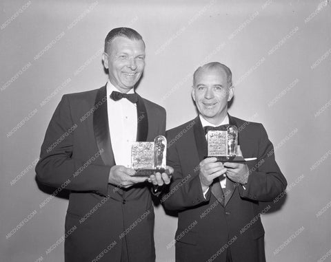1958 Oscars technical folks and their statues Academy Awards aa1958-42</br>Los Angeles Newspaper press pit reprints from original 4x5 negatives for Academy Awards.