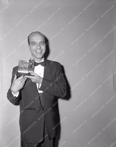 1958 Oscars technical folks and their statues Academy Awards aa1958-44</br>Los Angeles Newspaper press pit reprints from original 4x5 negatives for Academy Awards.