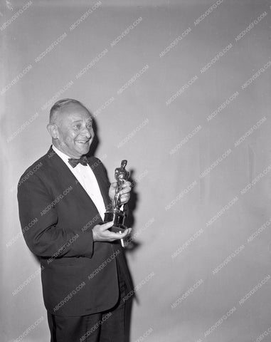 1958 Oscars Arthur Freed and his statue Academy Awards aa1958-46</br>Los Angeles Newspaper press pit reprints from original 4x5 negatives for Academy Awards.