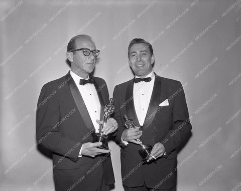 1958 Oscars technical folks and their statues Academy Awards aa1958-54</br>Los Angeles Newspaper press pit reprints from original 4x5 negatives for Academy Awards.
