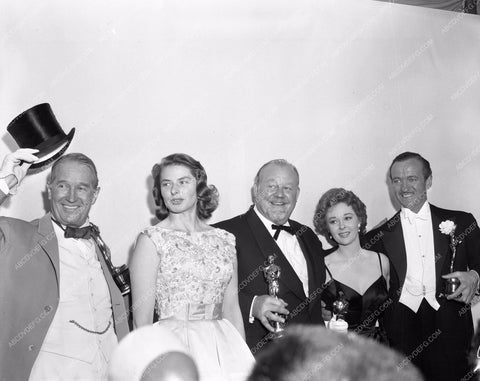 1958 Oscars Maurice Chevalier Ingrid Bergman Burl Ives Susan Hayward aa1958-70</br>Los Angeles Newspaper press pit reprints from original 4x5 negatives for Academy Awards.