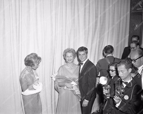 1959 Oscars janet Leigh Tony Curtis and press Academy Awards aa1959-26</br>Los Angeles Newspaper press pit reprints from original 4x5 negatives for Academy Awards.